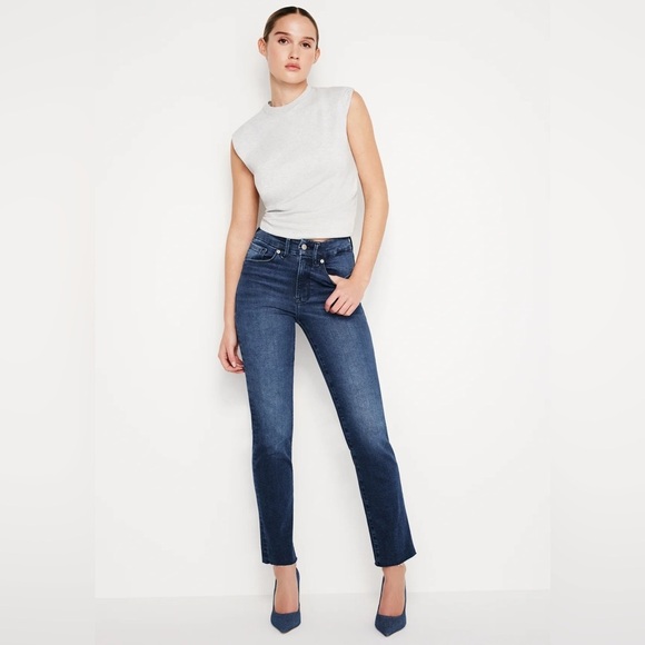 Good American Denim - Good American| ‘Always Fits’ Deep Indigo Wash Straight Leg Jean